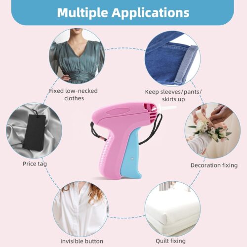 Mini Stitch Gun for Clothes with 2 Fine Needles, 1000 Black & 1000 White Fasteners