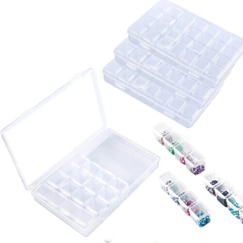 1 3 Pack Clear Diamond Painting Storage Box Containers Each with 28 Mini Compartments