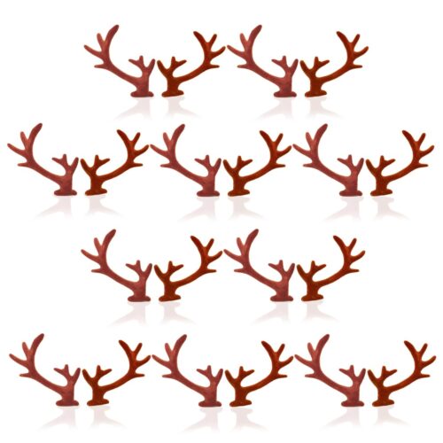 1 10 Pairs Flocking Deer Antlers Cute Reindeer Elk Animals Horn