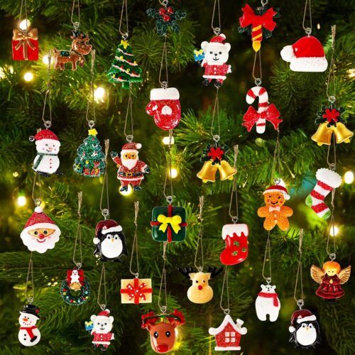 1 36PCS Mini Resin Christmas Ornaments