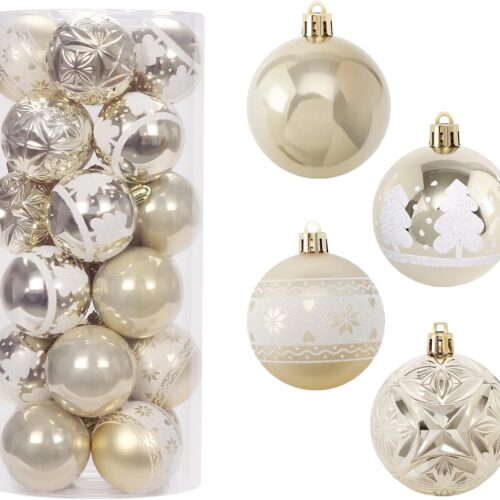 1 2.36"/60mm Hand-Printed Christmas Ball Ornaments Set,24PCS