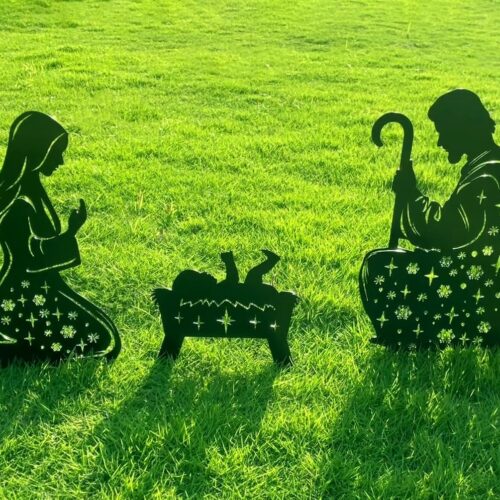 Metal Nativity Scene Outdoor Christmas Decorations, 17” Nativity Silhouette