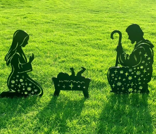 Metal Nativity Scene Outdoor Christmas Decorations, 17” Nativity Silhouette 1