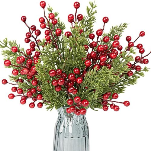 1 6.5 Inches Red Holly Berry Stems