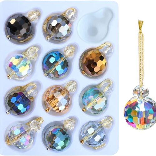 1 Multicolor Crystal Glass Christmas Balls Ornaments