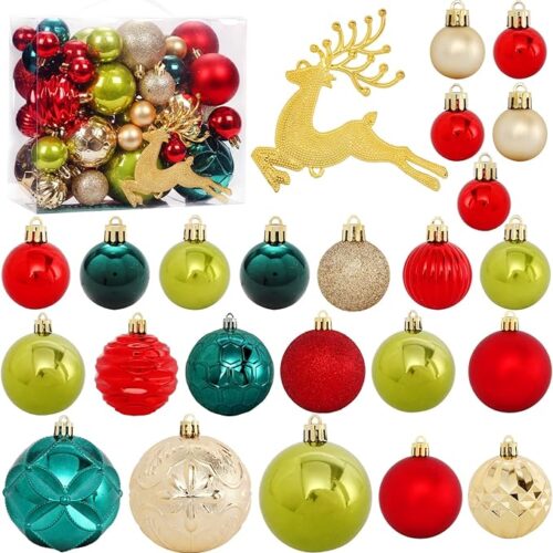 50 Pcs Shatterproof Christmas Ornaments Set