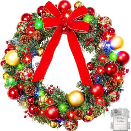 23 Inch Prelit Christmas Wreaths
