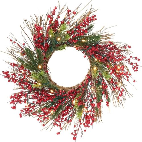 20 Inches Small Light Timer Artificial Pine Berries