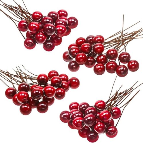 1 100 Pieces Mini 10 mm Fake Berries Decor on Wire