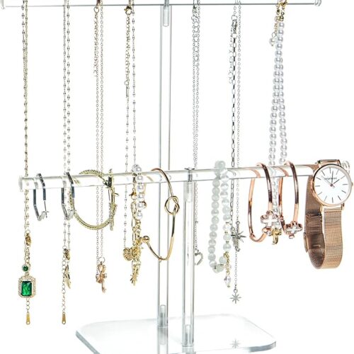 1 Solid Clear 2-Tier Acrylic Jewelry Organizer Stand