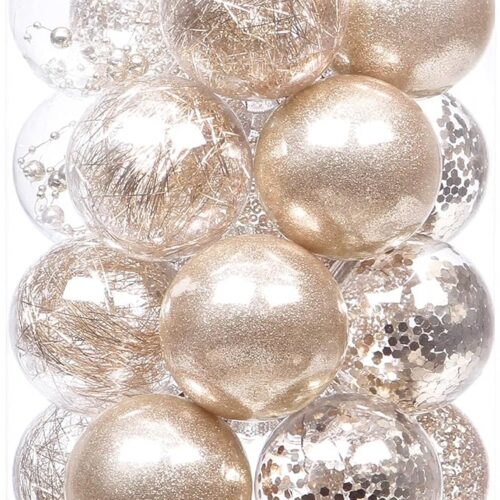 Shatterproof Clear Plastic Christmas Tree Ball Ornaments Set