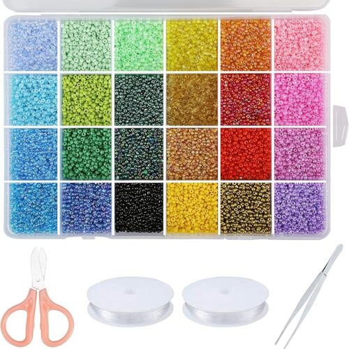 1 22800pcs Glass Seed Beads for Bracelets Making Kit
