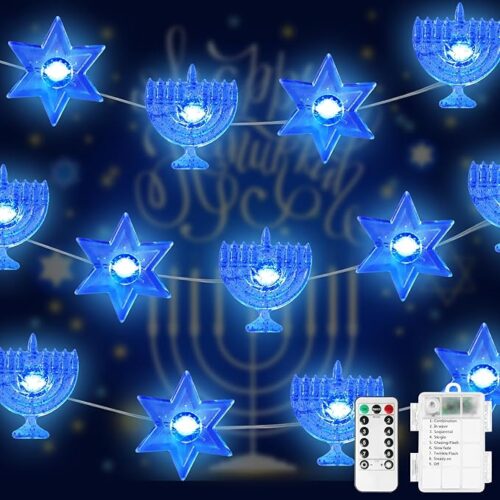 1 Hanukkah Decorations Blue String Lights Copper