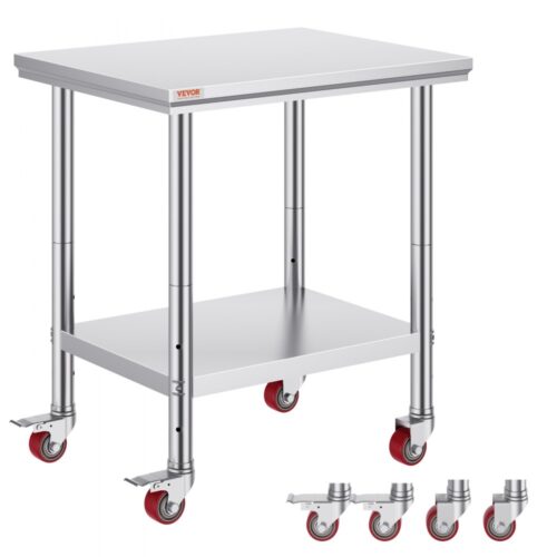 1 Stainless Steel Work Table with Wheels