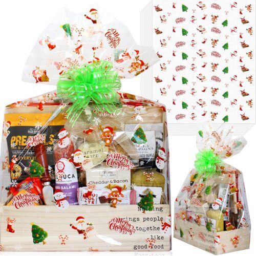 Christmas Cellophane Wrap Bags,(10 Pcs) X-Large 24” in X 30” in,2.5 Mil Thick Crystal Clear Cellophane Bags