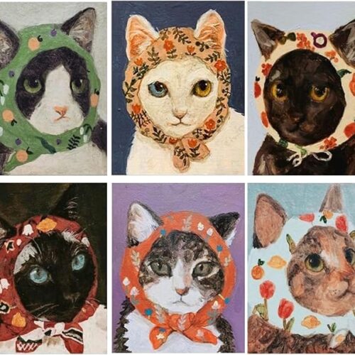 DIY Round Full Drill Diamond Art Kits Cartoon Cat