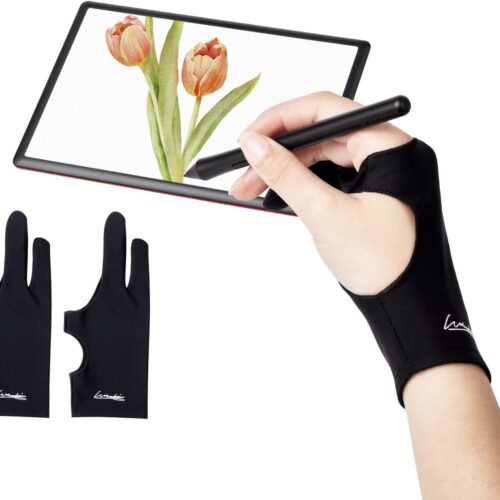 1 Digital Drawing Glove 2 Pack,Artist Glove Smudge Guard, Medium,3.15x8.58inch