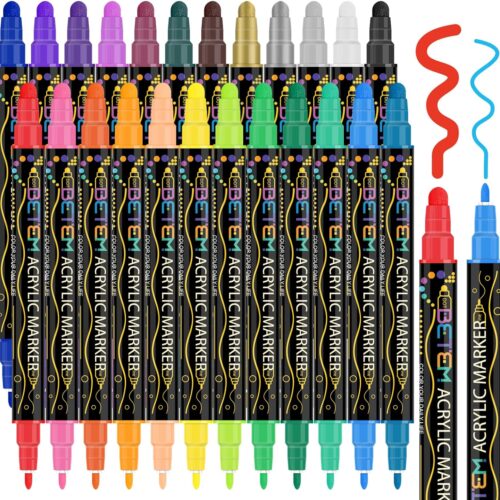1 24 Colors Dual Tip Acrylic Paint Pens Markers