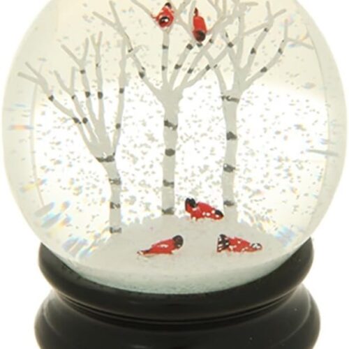 Winter Snow Globe by RAZ Imports: 4.5 Inch Cardinal Snow Globe (Birch Trees)