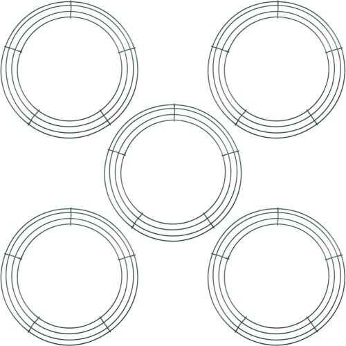 Wire Wreath Frame Round Christmas Dark Green Wreath Frame Metal (5, 12 inch)
