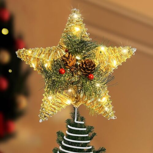 Gold Christmas Tree Topper Battery Operated