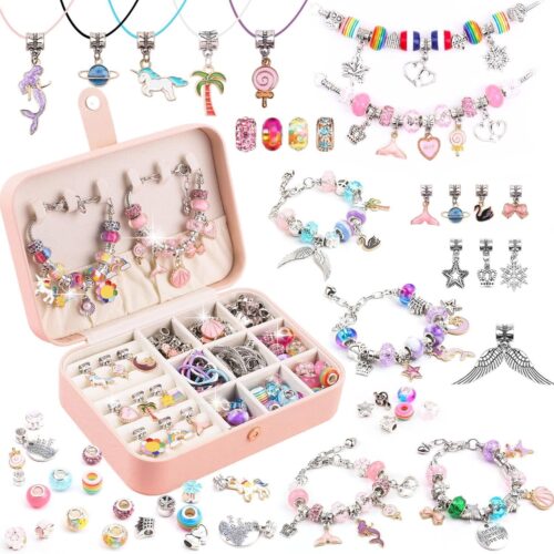 1 Charm Bracelet Making Kit with a Portable Bracelet Organizer Box