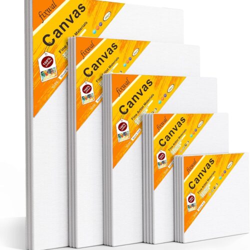 1 Canvas Boards for Painting, 18 Pack Art Painting Canvas Multipack, 4x4, 5x7, 8x10, 9x12, 11x14 Inches 3mm Canvas Panels