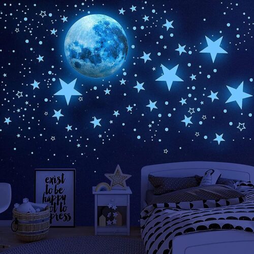 1 1138Pcs Glow in The Dark Stars, Glow in The Dark Moon for Ceiling Planets
