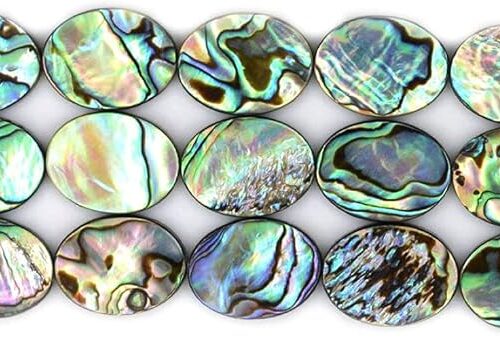 1 Natural 20mm Abalone Shell Flat Oval Beads Strand