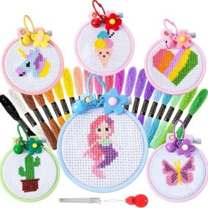 6 Sets Cross Stitch Kits for Kids Embroidery Kit