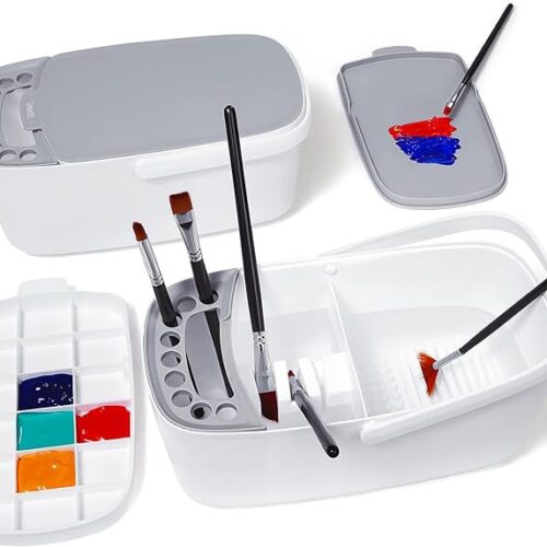 1 Paint Brush Holder with Palette and Handle