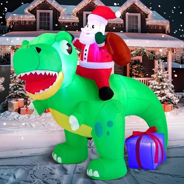 6 FT Christmas Inflatable Dinosaur with Build-in LEDs 1