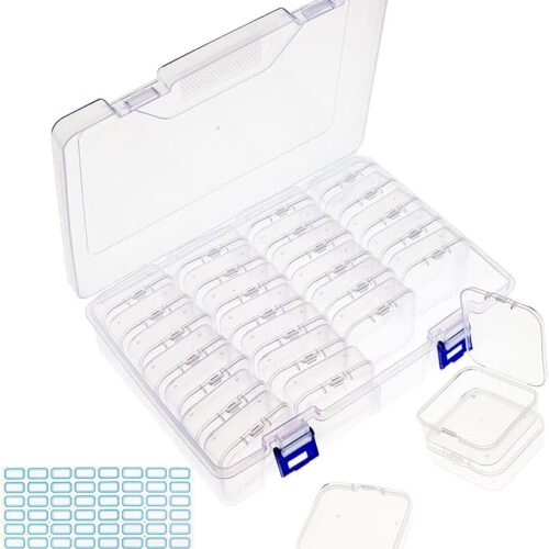 1 28Pcs Clear Small Organizer and 1Pcs Storage Plastic Cases
