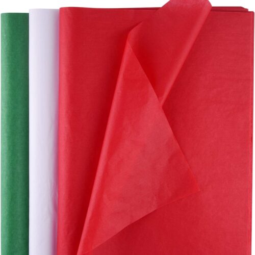 60 Christmas Tissue Paper Sheets 50 * 35cm Christmas Wrapping Paper for DIY and Craft Gift Bags Decorations (Red, Green, and White)