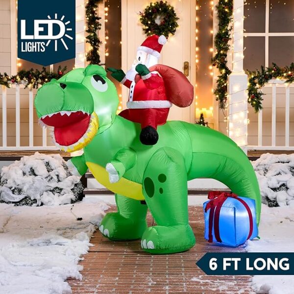 6 FT Christmas Inflatable Dinosaur with Build-in LEDs 5