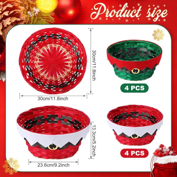 Christmas Round Bamboo Gift Baskets Woven (8 Pcs) 5
