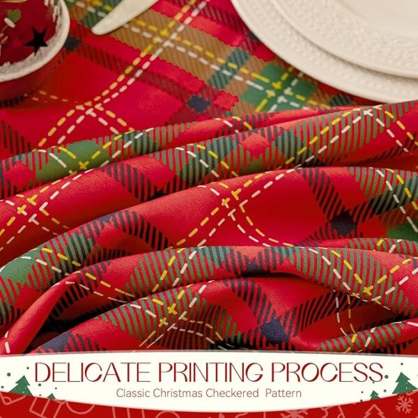 Christmas Rectangle Red Plaid Tablecloth 5