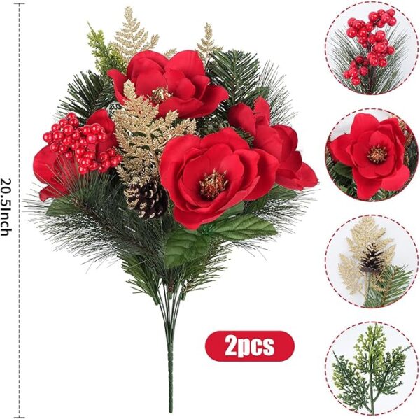 Christmas Flowers Artificial Magnolia Bouquet 5