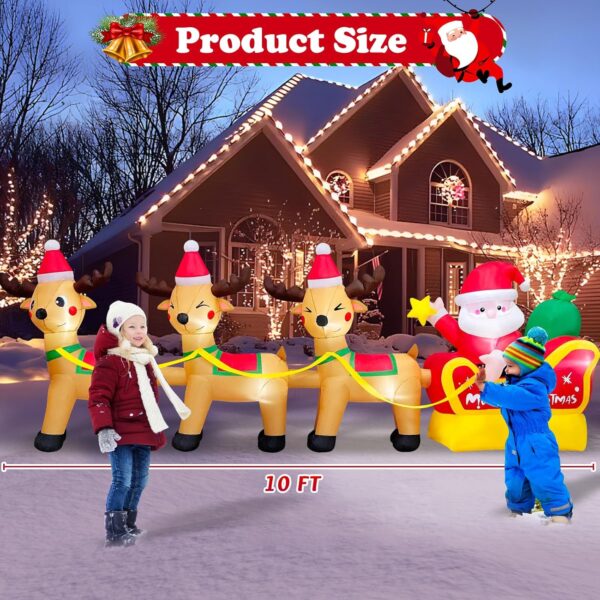 10ft Blow Up Santa Claus Reindeer Sled Inflatable with Built-in LEDs 5