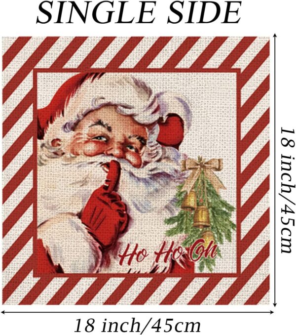 Christmas Throw Pillow Covers Candy Canes Elk Santa Claus Sleigh Rides 18 x 18 Inch Set of 4 5