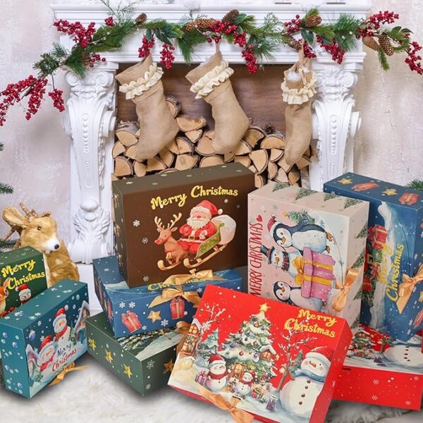 Style Xmas Themed Pattern Holiday Christmas Wrapping Boxes 5