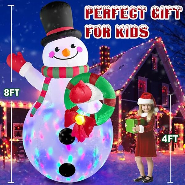 Inflatable Snowman Holding Garland Blow Up Yard Decoration 5
