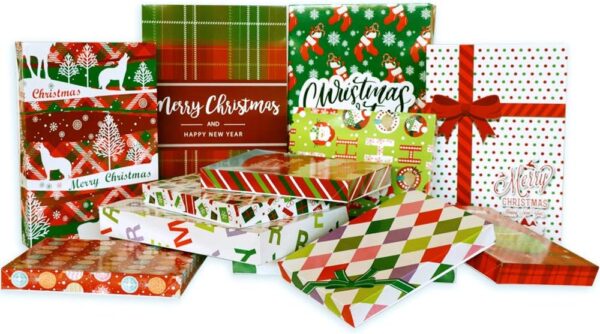 Premium 12 Pack Assortment Decorative Christmas Gift Boxes with lidremium 12 Pack Assortment Decorative Christmas Gift Boxes with lid 5