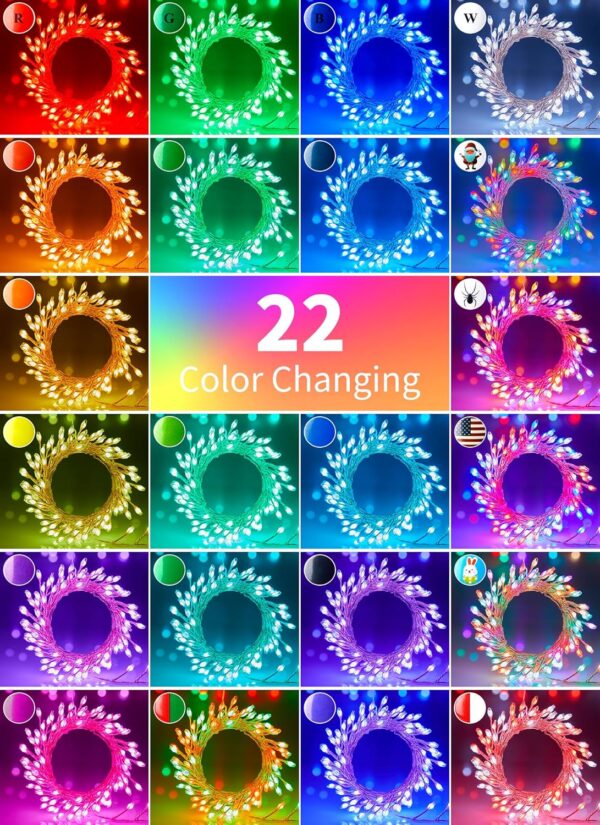 10FT Fairy Lights Color Changing - 100 LED 22 Colors Cluster Fairy Lights with Remote 2
