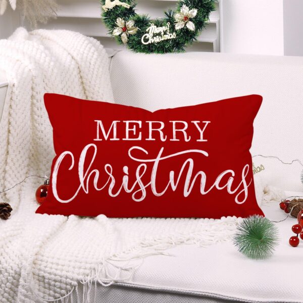 Red Christmas Lumbar Pillow Cover 12x20 Inches 5