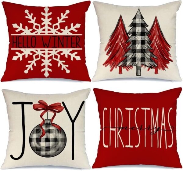 Christmas Pillow Covers 18x18 Set of 4 5