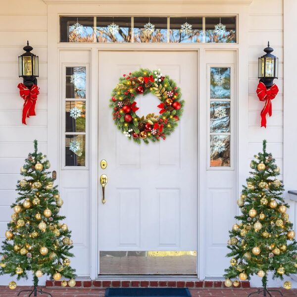 17 Inch Artificial Christmas Wreath for Front Door with 20 LED Lights 5