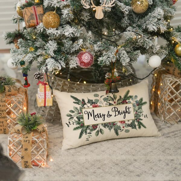 Christmas Merry & Bright Eucalyptus Mistletoe Throw Pillow Cover, 12 x 20 Inch 5