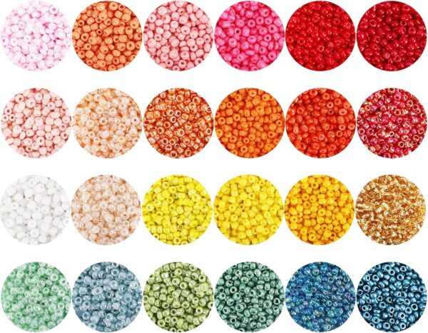 44000pcs 2mm Glass Seed Beads for Bracelet Making Kit, 48 Colors Small Beads, with 2 Storage Boxes 5