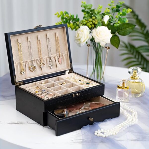 Rustic Wooden Jewelry Organizer Box 5